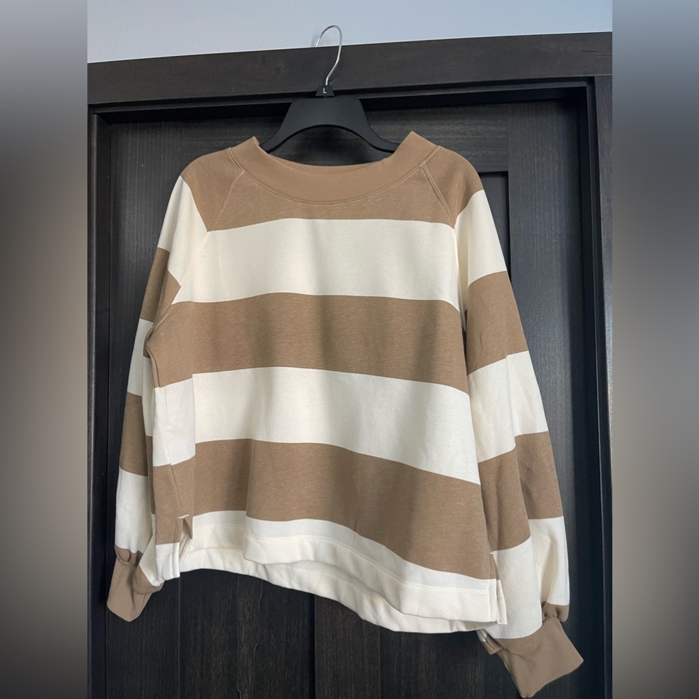 French Terry Blouson-Sleeve Sweatshirt Sz M